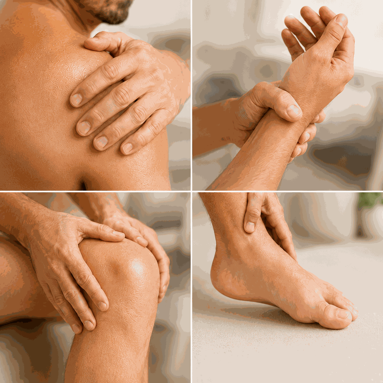 Balm being applied to different body areas