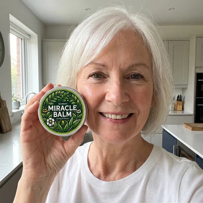 Holding the SoniBalm tin